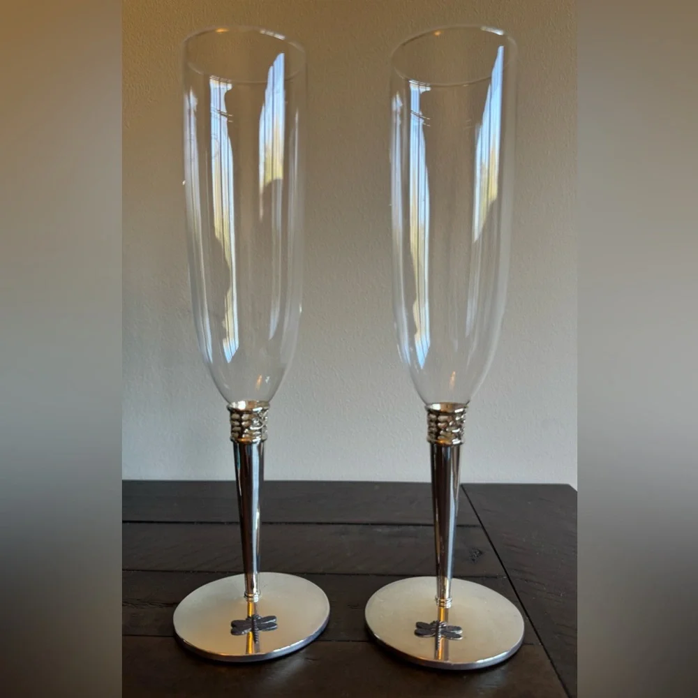 Lenox Kate Spade Dragonfly flute pair. Vintage.